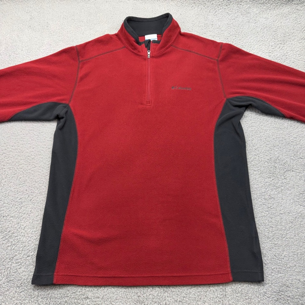 Columbia AM6558 Mens Large Red/Blk Polyester Fleece Quarter Zip Pullover 1352471 - Picture 9 of 13